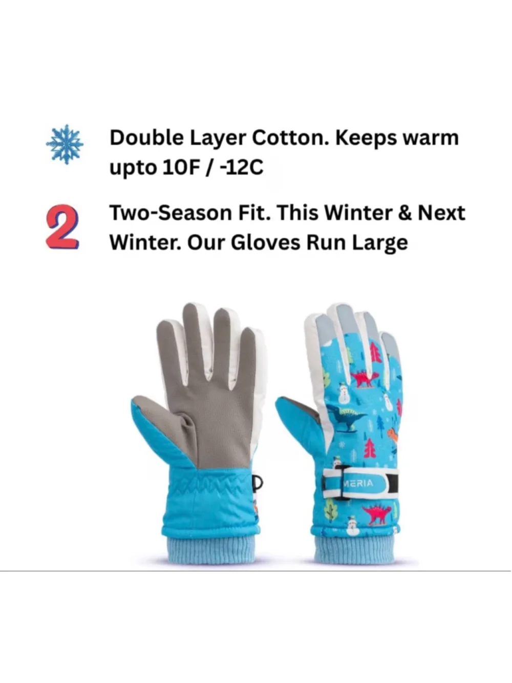 NEW Snow Gloves (Rated 10°F) Double Insulated Waterproof Touchscreen